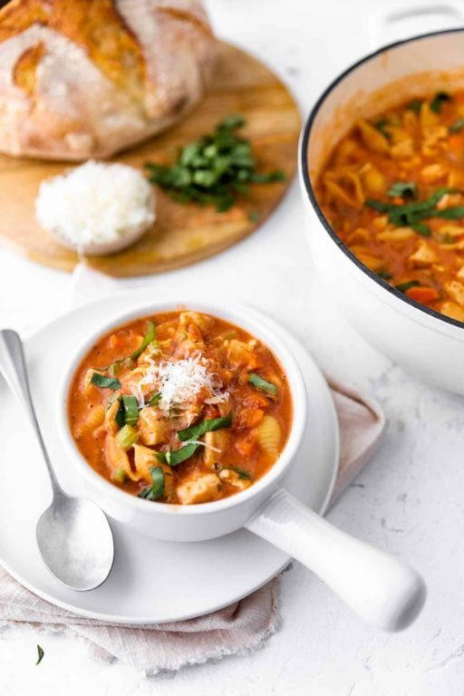 Tomato Basil Chicken Noodle Soup