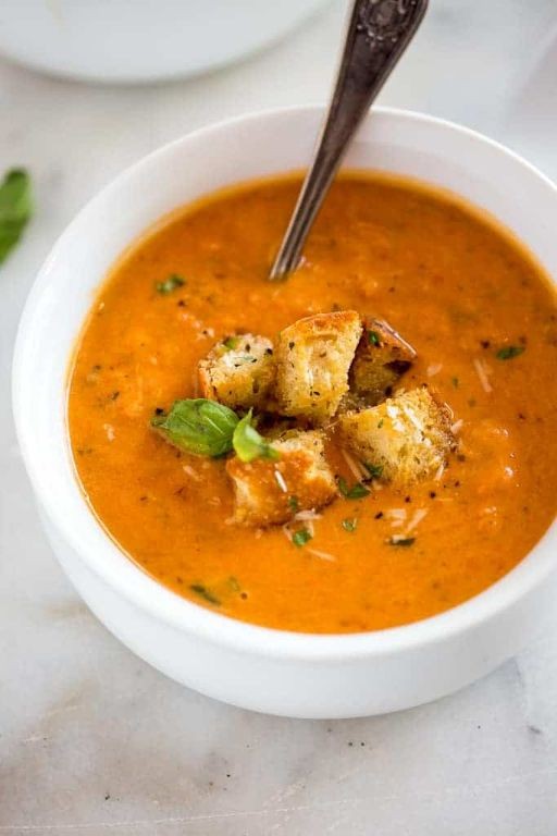 Tomato Basil Lentil Soup with Parmesan