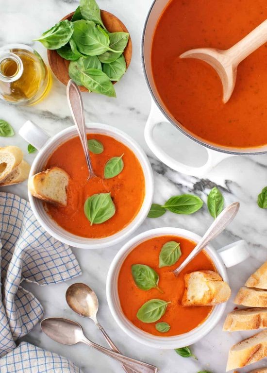 Tomato Basil Soup with Fresh Herbs