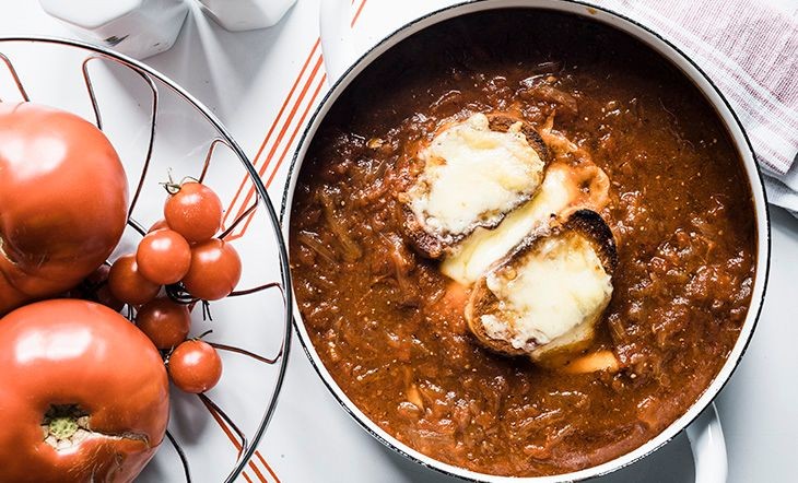 Tomato Soup with Caramelized Onions