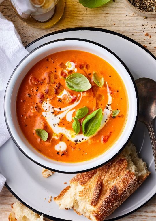 Tomato Soup with Cheddar Cheese Swirl
