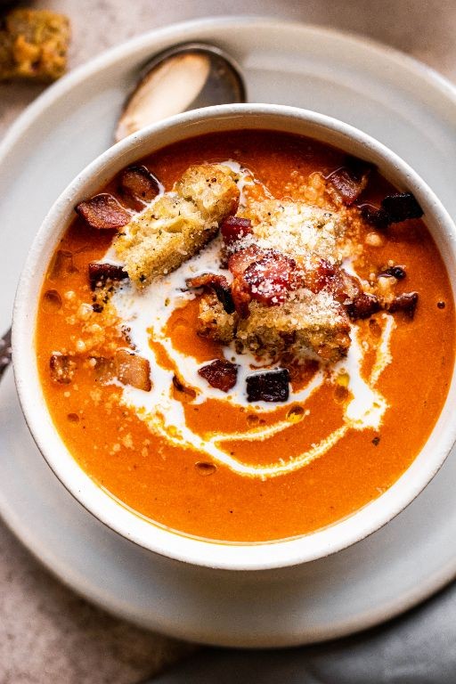 Tomato Soup with Crumbled Bacon