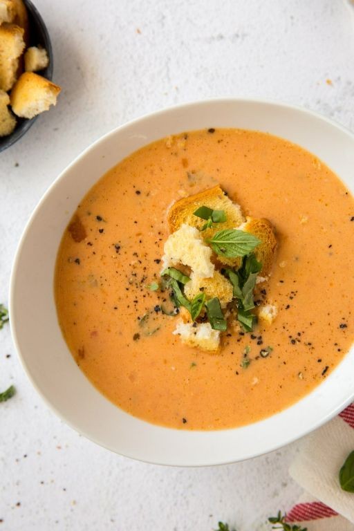 Tomato Soup with Herb Infused Cream