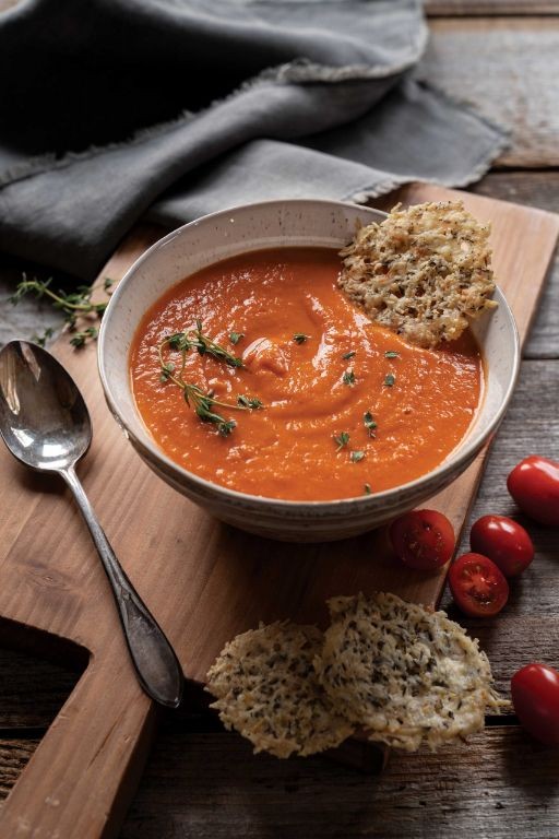 Tomato Soup with Parmesan Crisps
