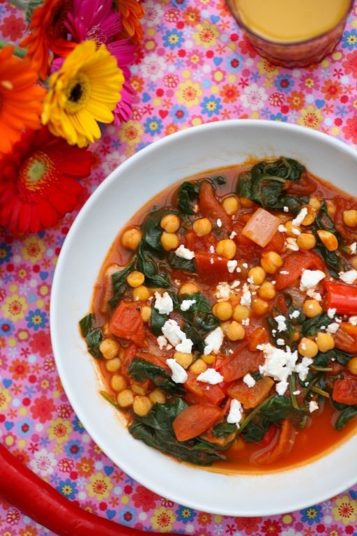 Tomato Soup with Spinach and Feta