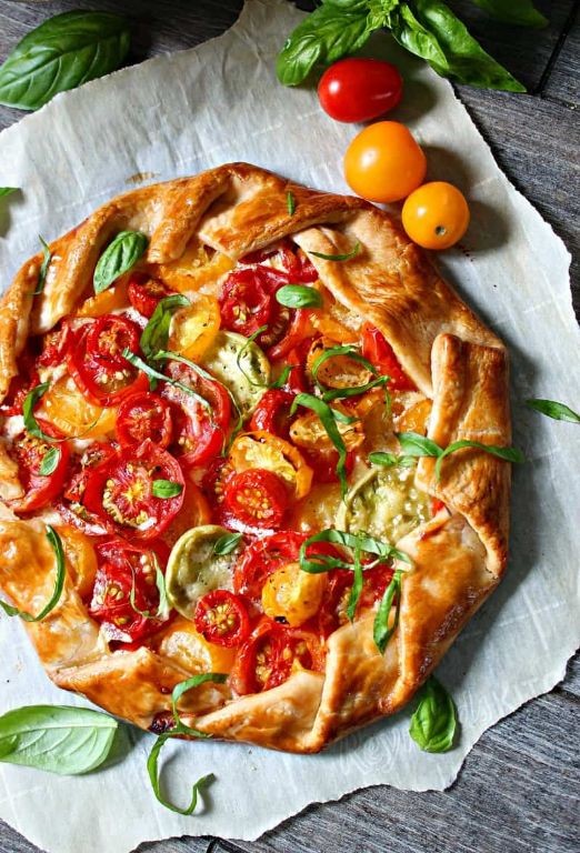 Tomato and Basil Galette with Goat Cheese