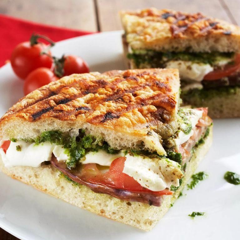 Tomato and Mozzarella Panini with Pesto