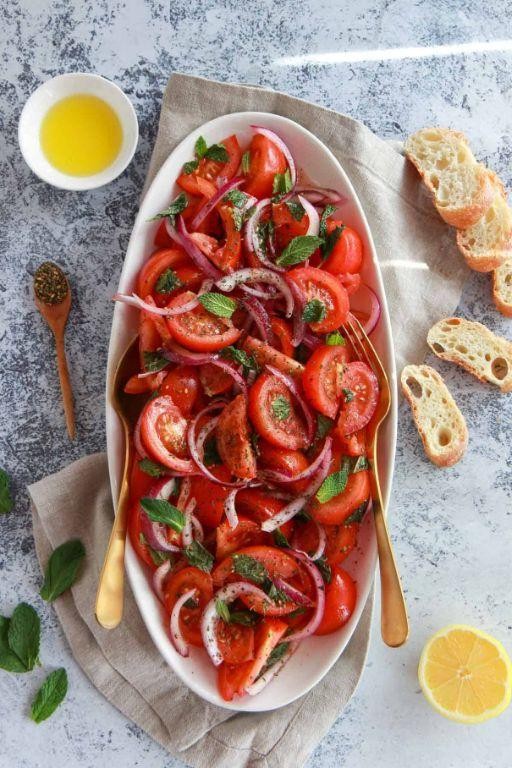 Tomato and Red Onion Salad with Olive Oil