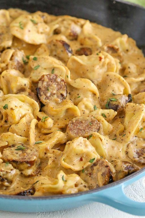 Tortellini Alfredo with Smoked Sausage