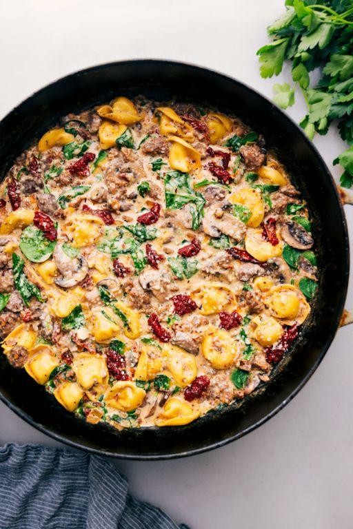 Tortellini and Sausage Skillet with Sun-Dried Tomatoes