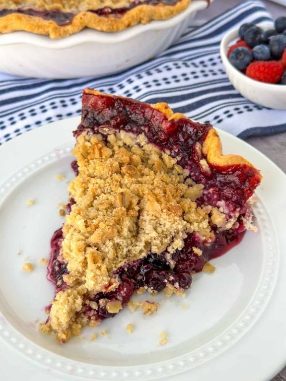 Triple Berry Pie with Oatmeal Crumble