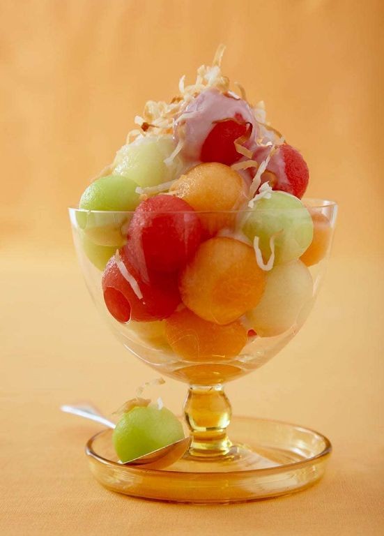 Tropical melon balls with coconut