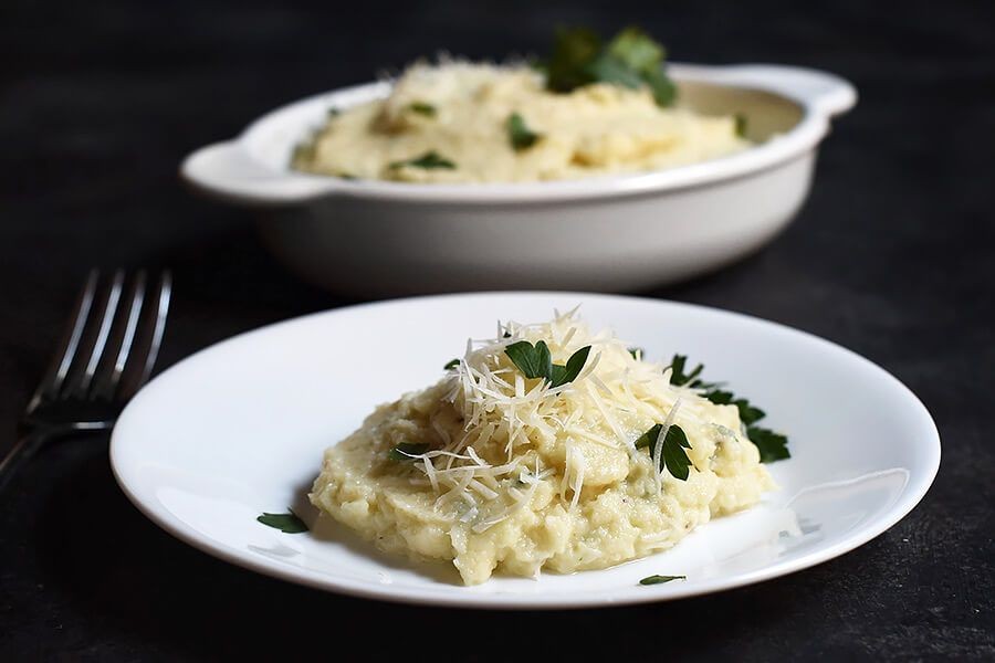 Truffle Oil Mashed Cauliflower with Parmesan