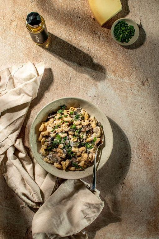 Truffle Oil Pasta with Parmesan and Herbs