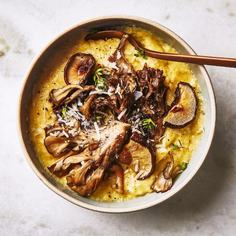 Truffle Oil Polenta with Roasted Mushrooms