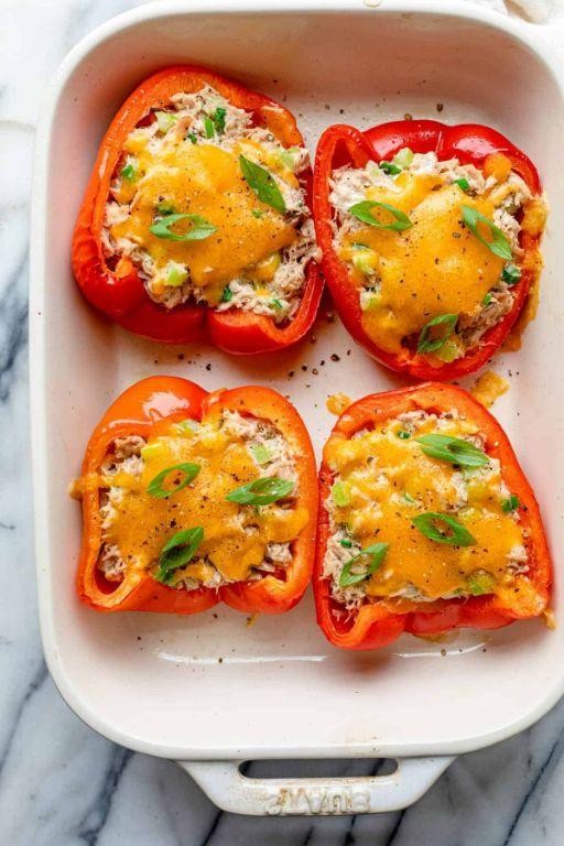 Tuna salad stuffed bell peppers