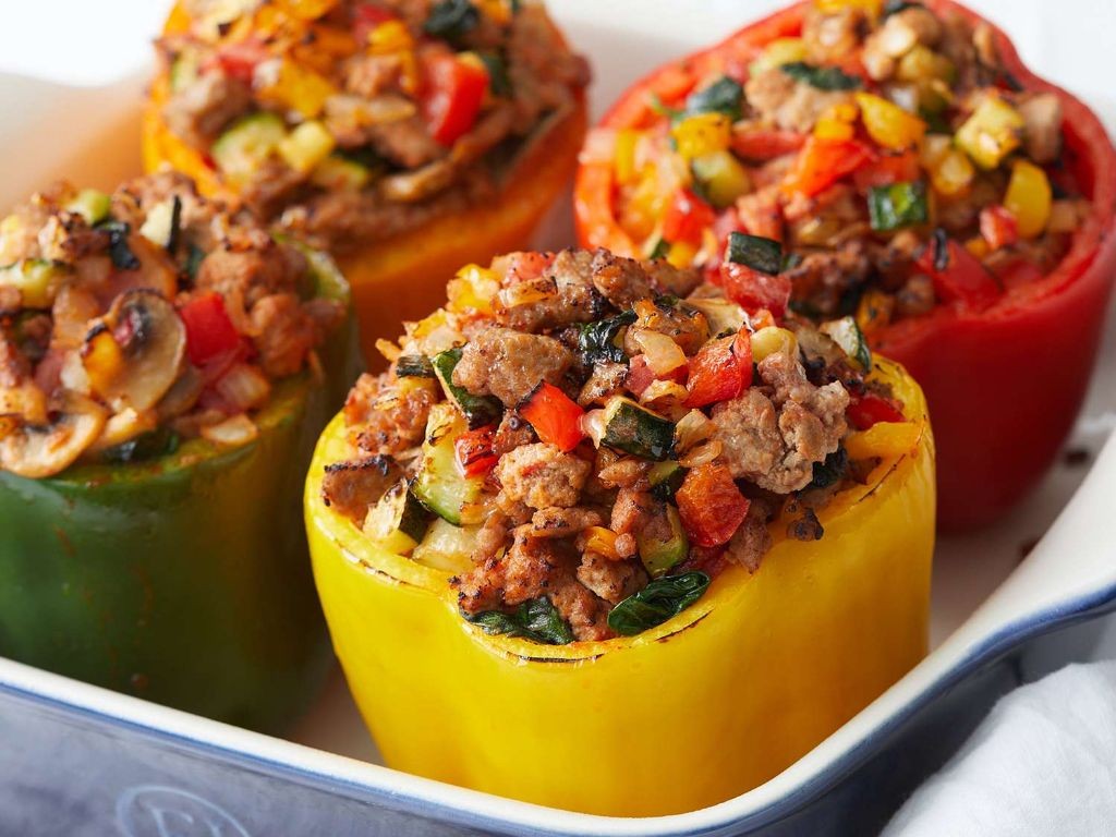 Turkey and Sage Stuffed Bell Peppers