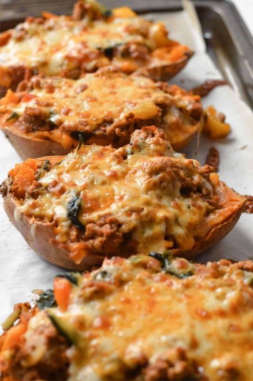 Turkey and Veggie Stuffed Sweet Potatoes