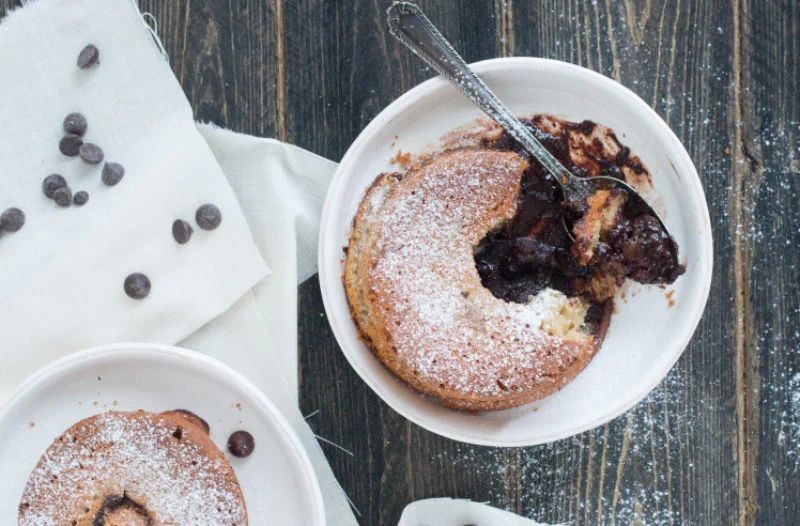 Vanilla Bean Volcano Cake with White Chocolate Center