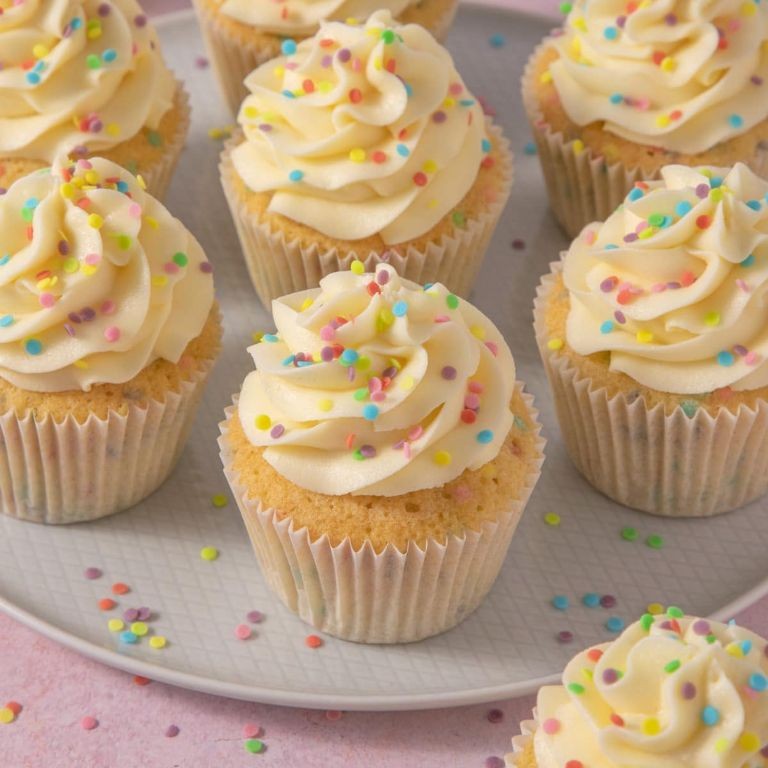 Vanilla Cupcakes with Rainbow Sprinkles