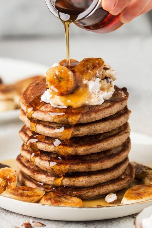 Vegan Banana Pancakes with Maple Syrup