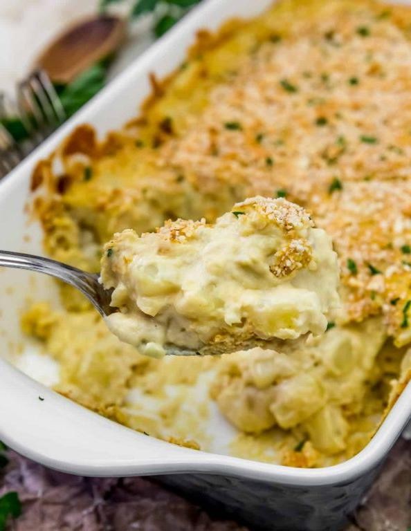 Vegan Funeral Potatoes with Cashew Cream and Nutritional Yeast
