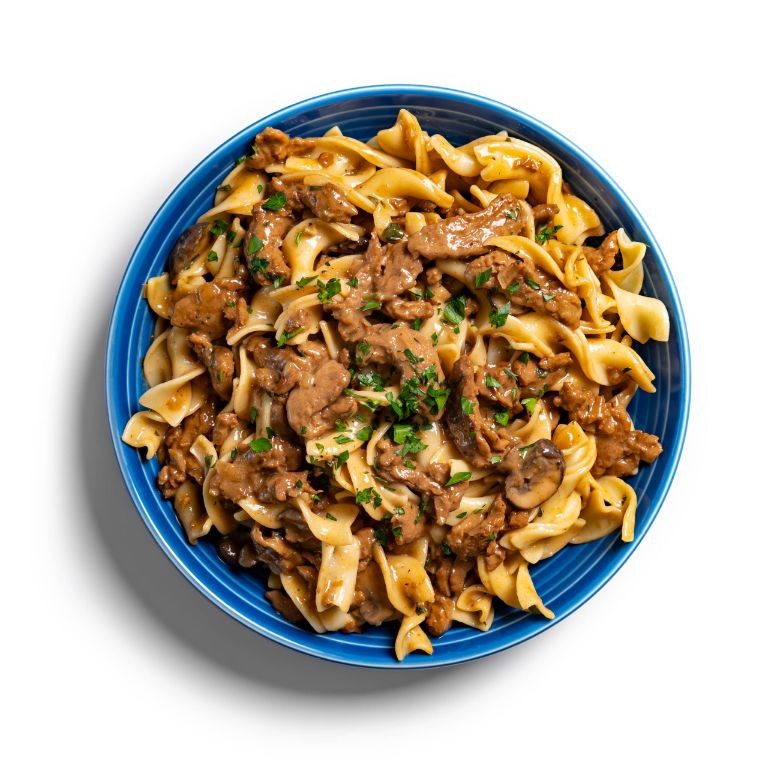 Vegan Ground Beef and Mushroom Stroganoff