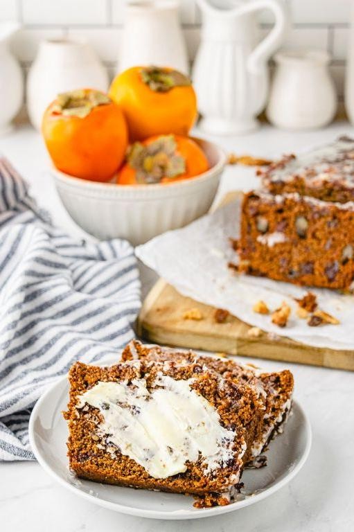 Vegan Persimmon Loaf Cake with Maple Glaze