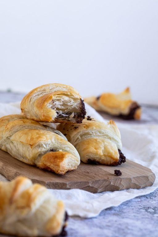 Vegan Puff Pastry Chocolate Croissants
