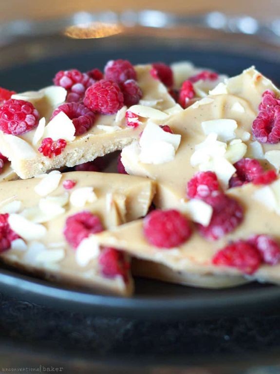 Vegan White Chocolate Raspberry Bark