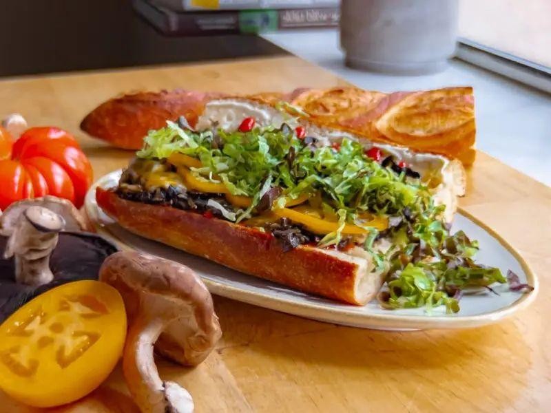 Vegetarian Chopped Cheese with Mushrooms