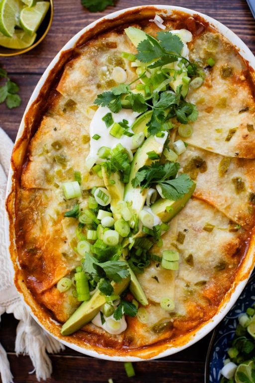 Vegetarian Green Chile Enchilada Casserole