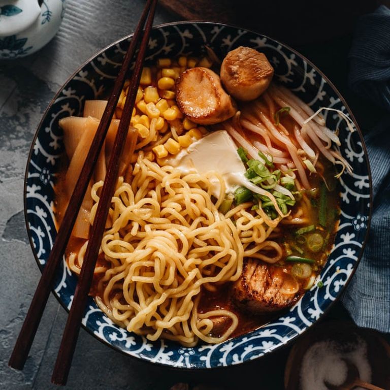 Vegetarian Miso Ramen with Corn and Bamboo Shoots