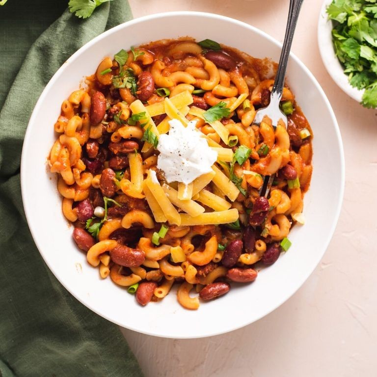 Vegetarian Steak and Shake Chili Mac