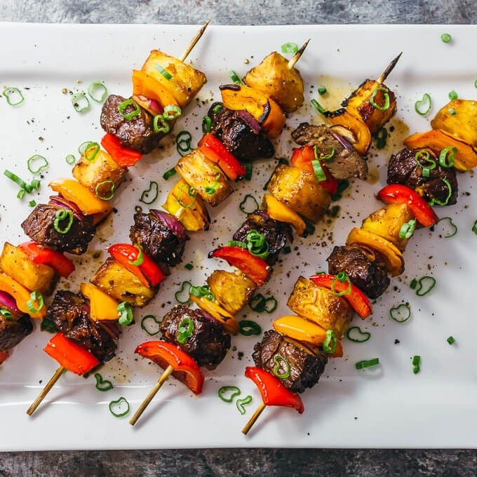 Venison Kebabs with Pineapple and Bell Peppers