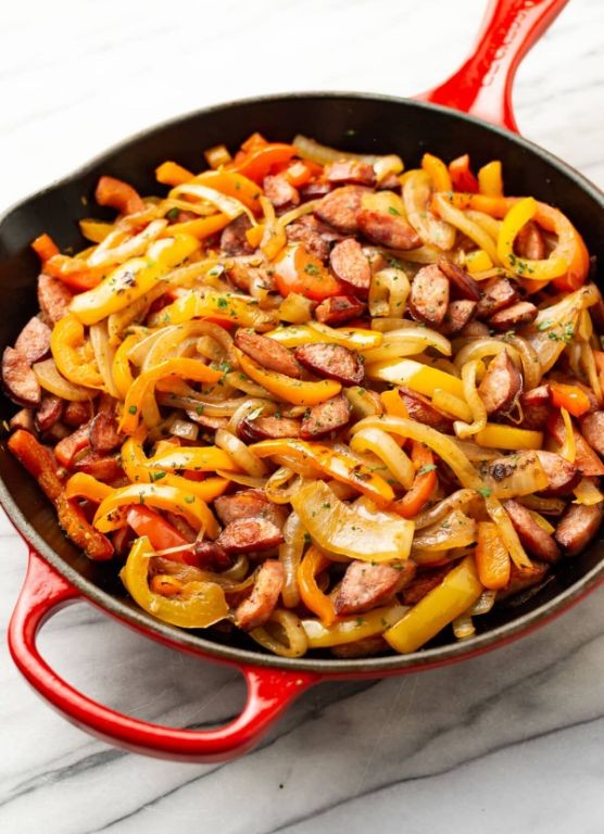 Venison Sausage and Peppers Skillet