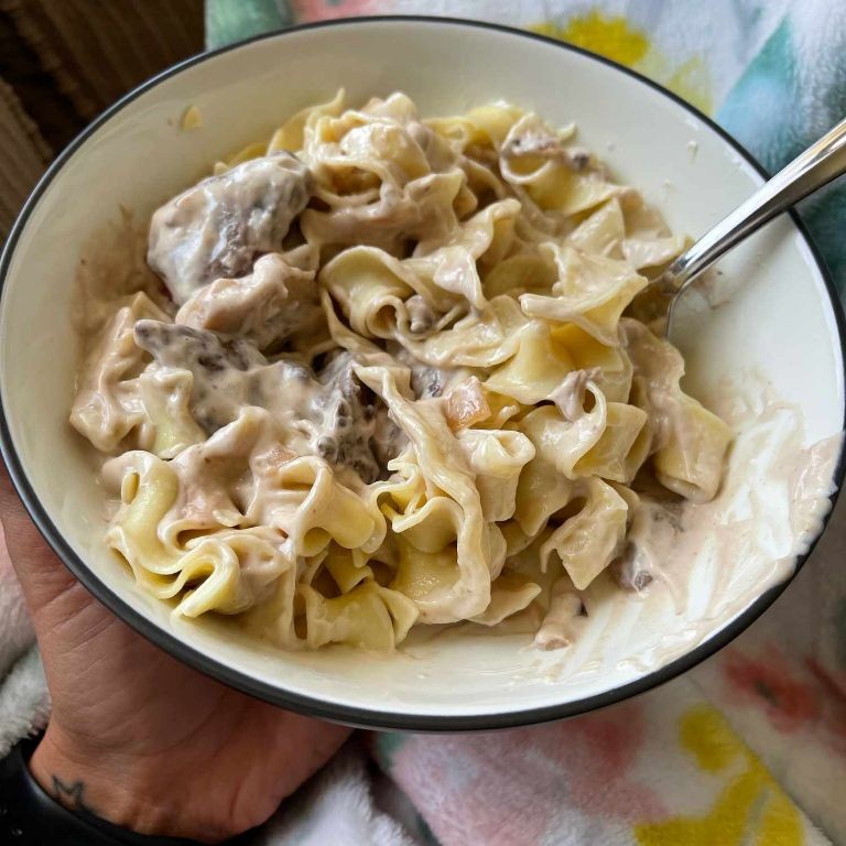 Venison Stroganoff with Egg Noodles