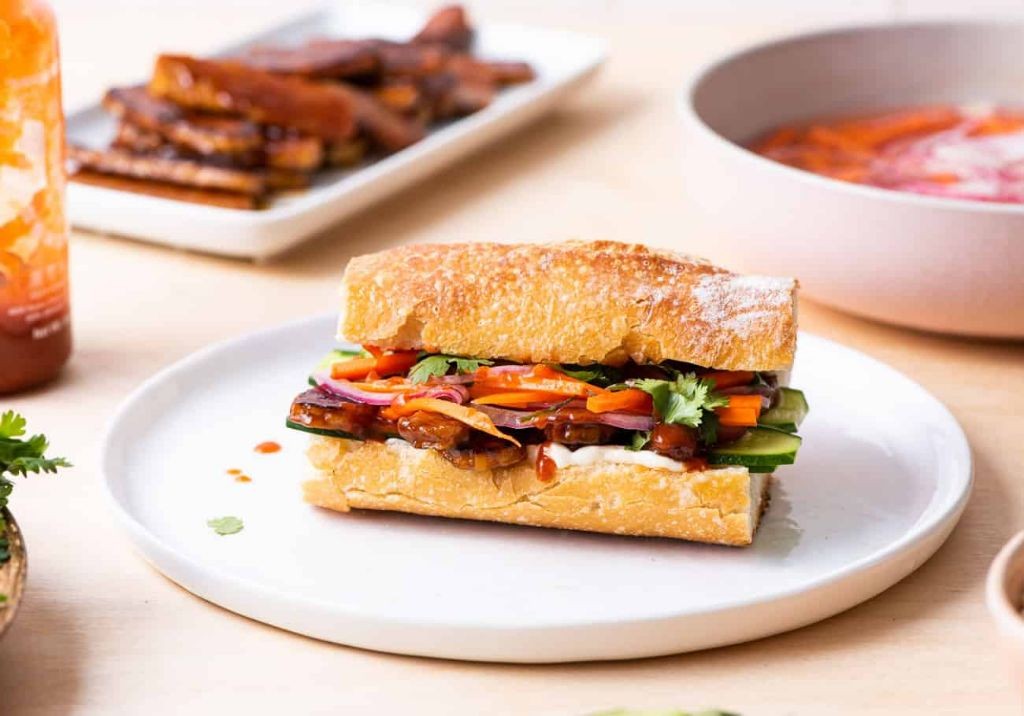 Vietnamese Vegan Banh Mi with Tempeh