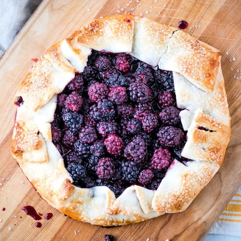 Violet and blackberry galette with flaky crust