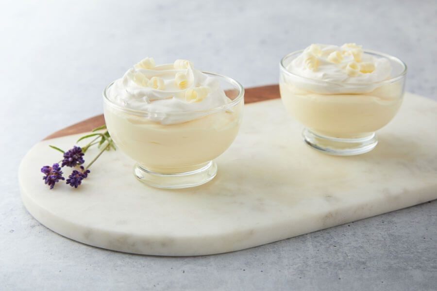 Violet and white chocolate mousse