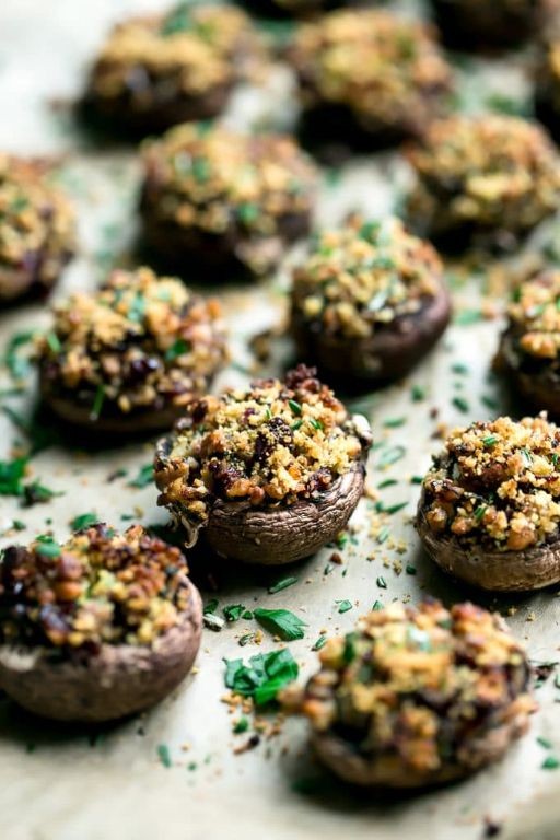 Walnut and Herb Stuffed Mushrooms