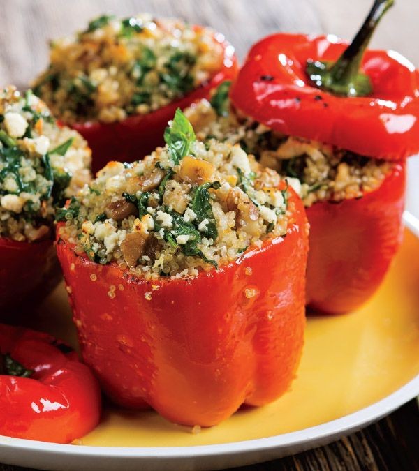 Walnut and Spinach Stuffed Bell Peppers