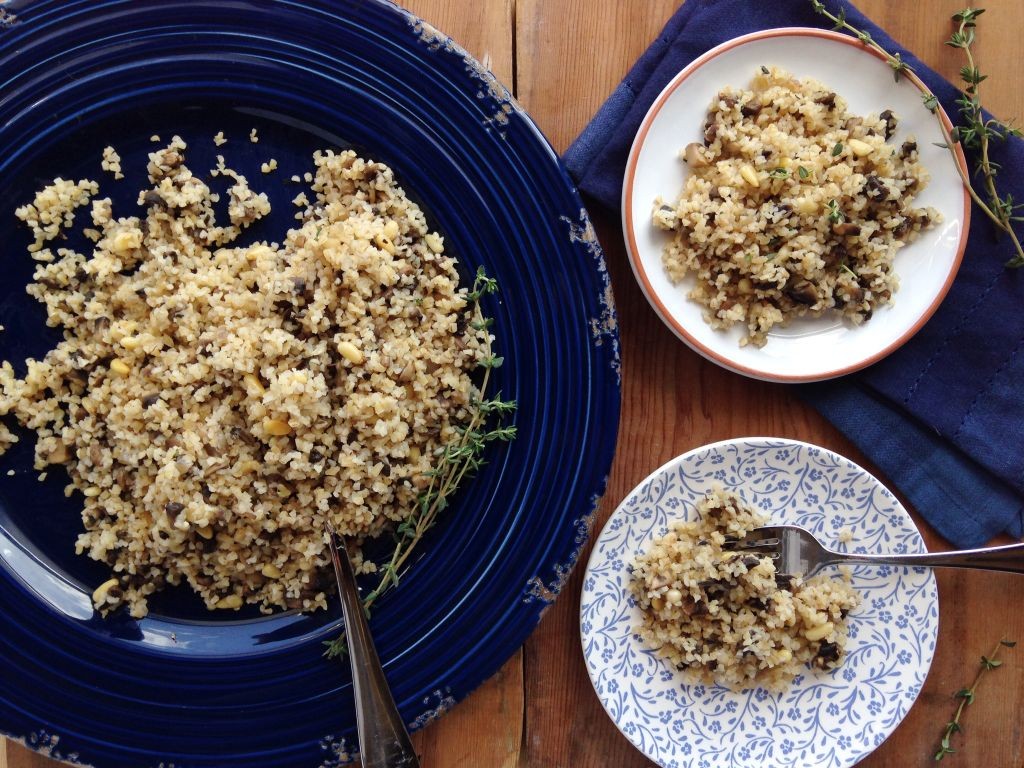 Warm Bulgur Salad with Mushrooms and Thyme
