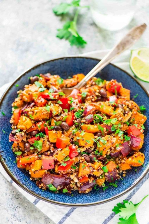 Warm Quinoa Salad with Roasted Sweet Potatoes