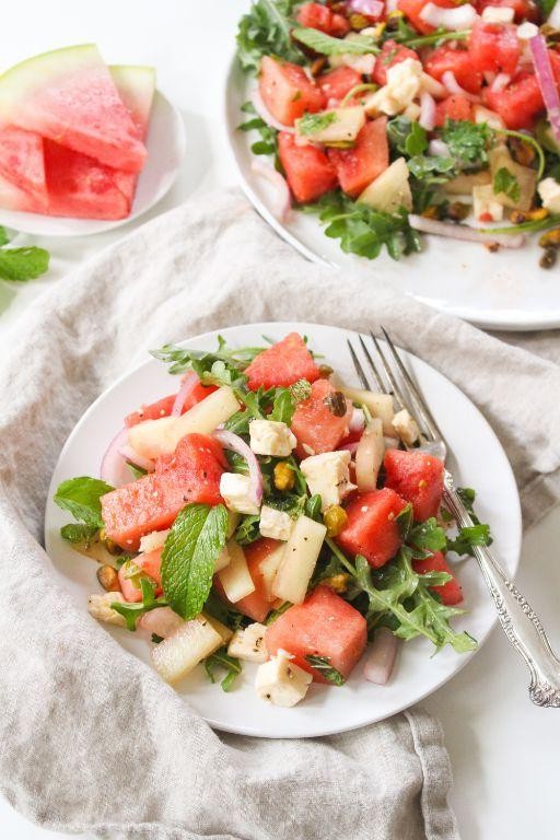 Watermelon Rind Salad with Mint and Feta