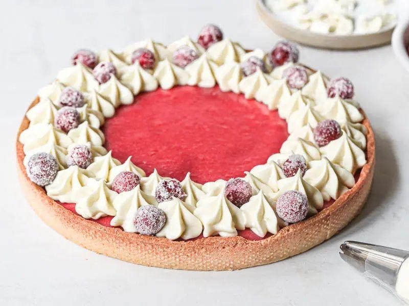 White Chocolate Cranberry Pie with Shortbread Crust