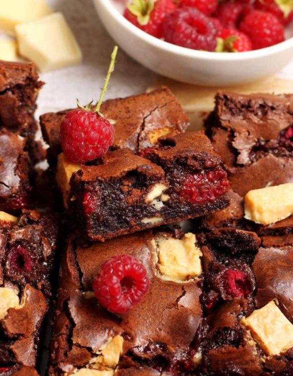 White Chocolate Raspberry Easy Brownies