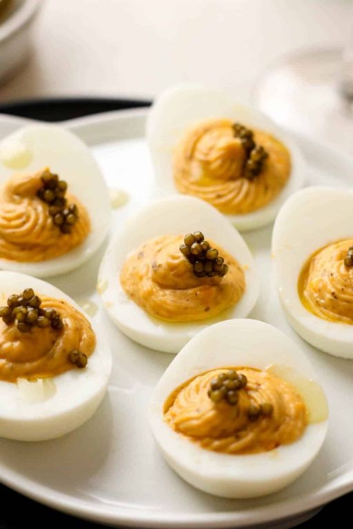 White Truffle Deviled Eggs with Caviar