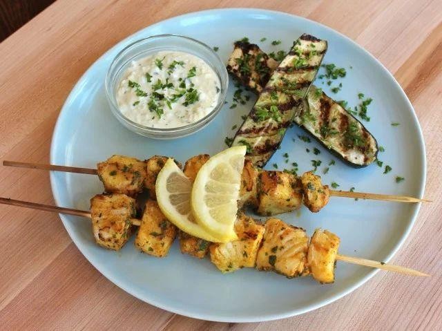 Whiting Fish Kebabs with Lemon Garlic Marinade