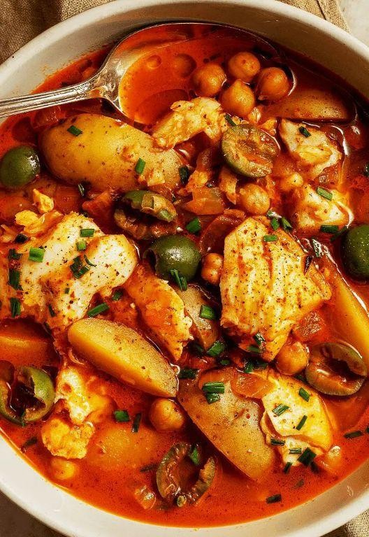 Whiting Fish Stew with Tomatoes and Olives